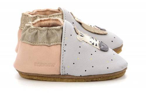 Chaussons Robeez gris et rose motif zèbre – Image 4