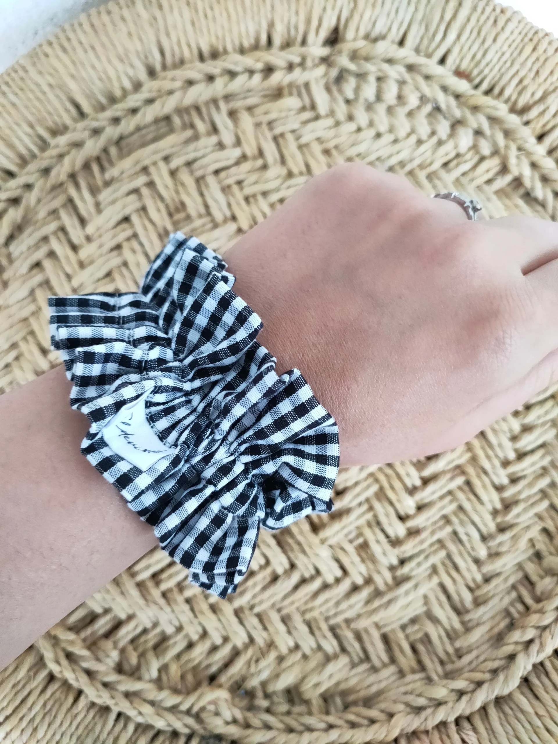 Chouchou volant/manchette Vichy