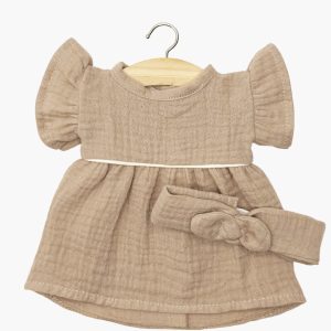 Gordis - Robe Daisy et son headband à noeud rond en gaze de coton moka