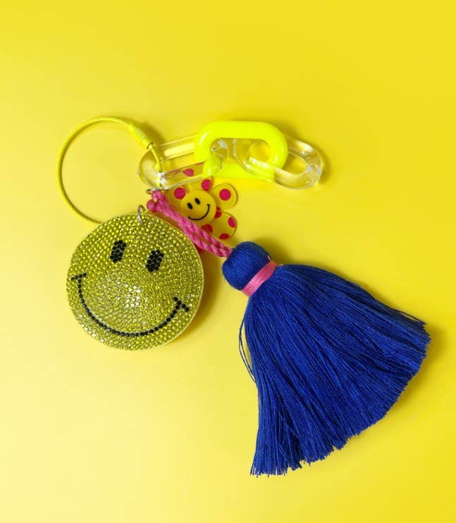Porte-clés smiley pailleté et marguerite – Cadeau idéal – Image 2