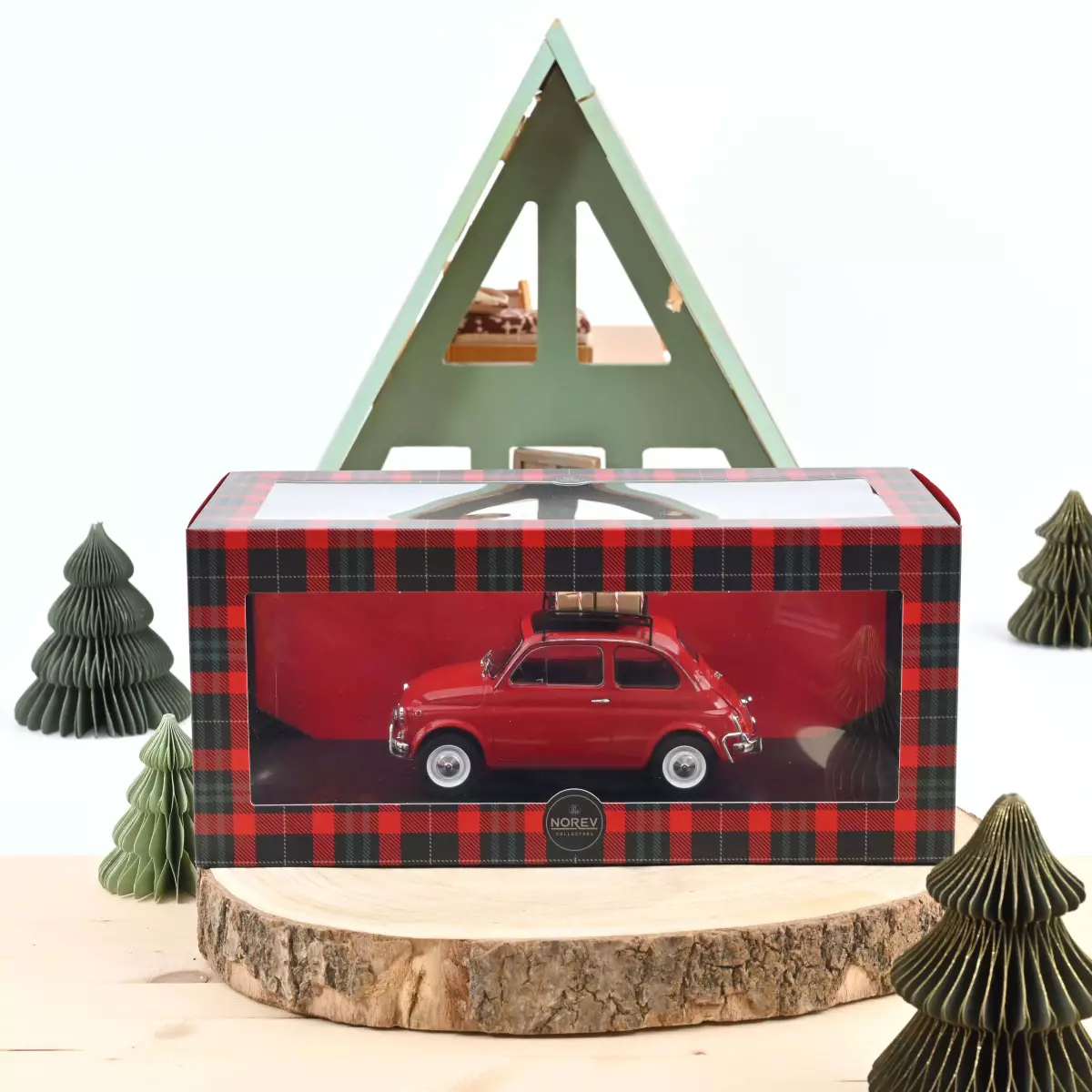 Fiat 500 L 1968 - voiture miniature 1/18 rouge Noël – Image 4