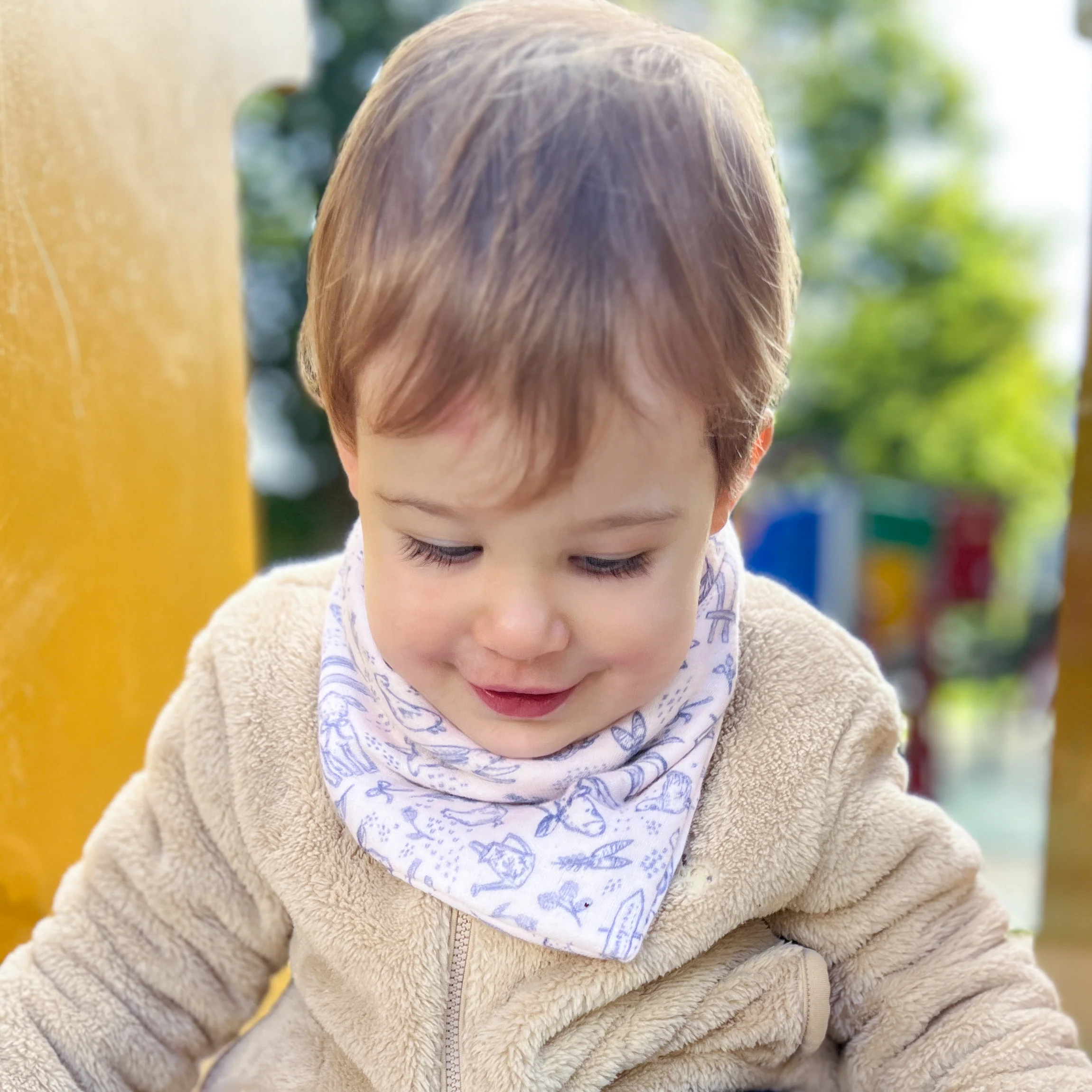 Foulard enfant en quadruple gaze de coton – Motif Animaux de la Ferme – Image 4