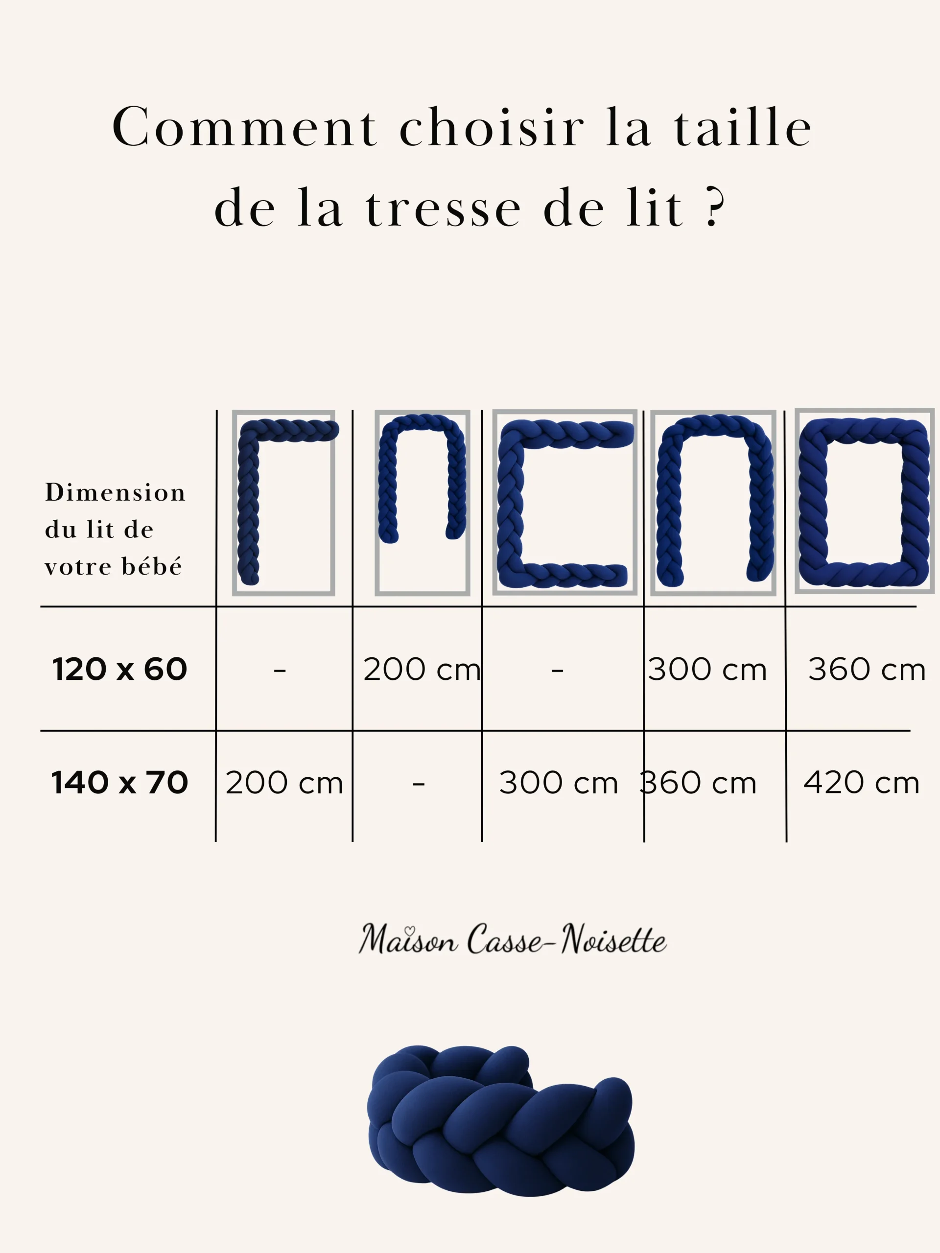 Tresse de Lit Bleu Marine 3 Brins Oeko-Tex® – Image 6