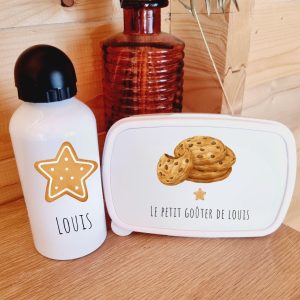 Kit boîte à goûter et gourde personnalisée - Cookies