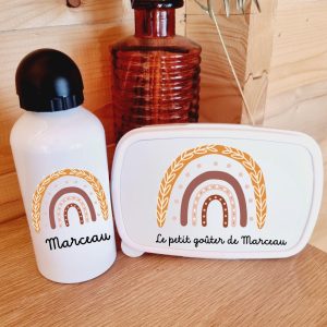 Kit boîte à goûter et gourde personnalisée - Pastel