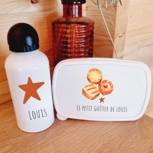 Kit boîte à goûter et gourde personnalisée - Petit Biscuit