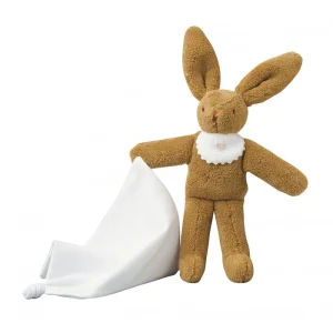 Doudou lapin avec bavoir