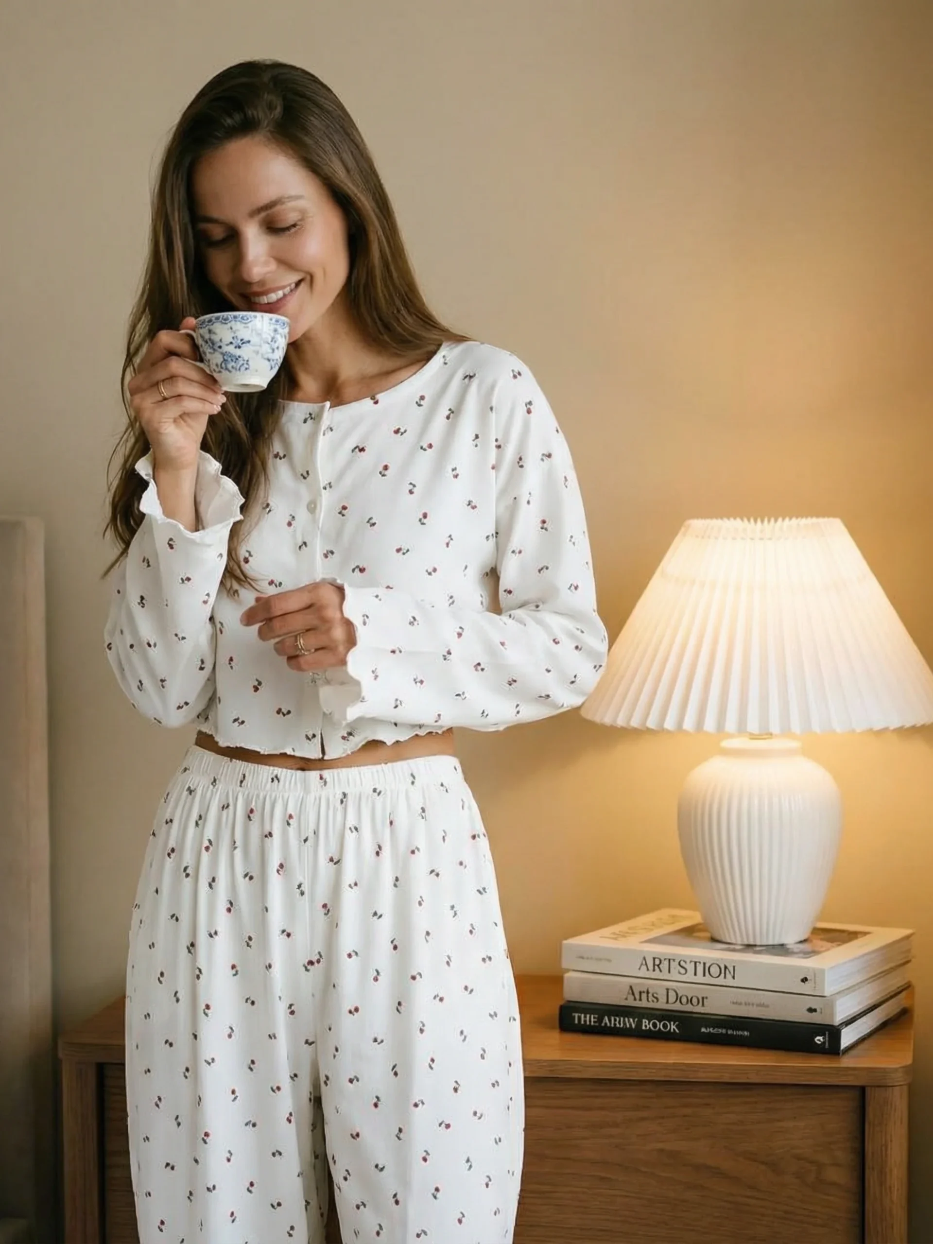 Confort Élégant & Imprimé Poétique | Le Pyjama Femme 2 Pièces – Image 2