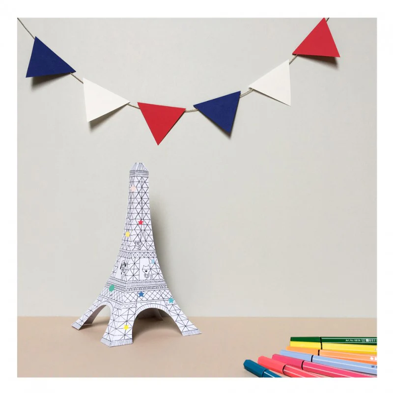 Maquette Tour Eiffel en papier à colorier - enfant – Image 3