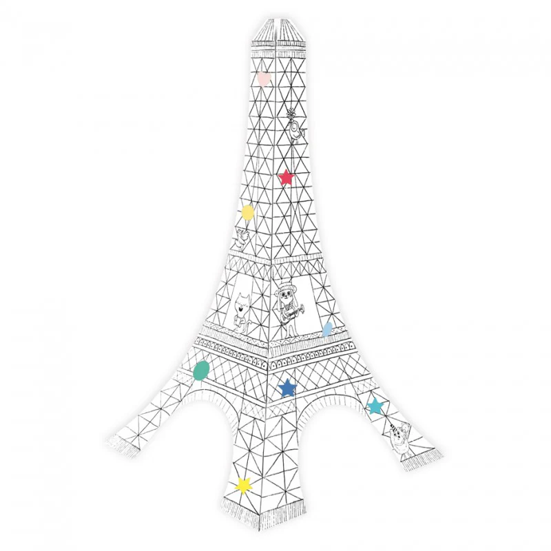 Maquette Tour Eiffel en papier à colorier - enfant – Image 2