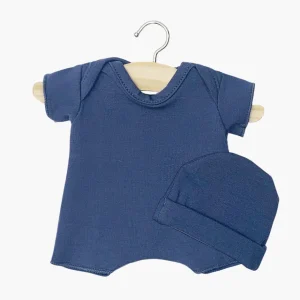 Babies – Ensemble Body shorty / Bonnet en jersey bleu navy
