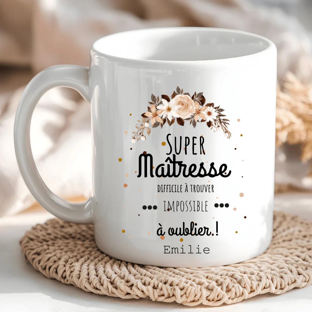 Mug personnalisé - Super Maîtresse Difficile à trouver