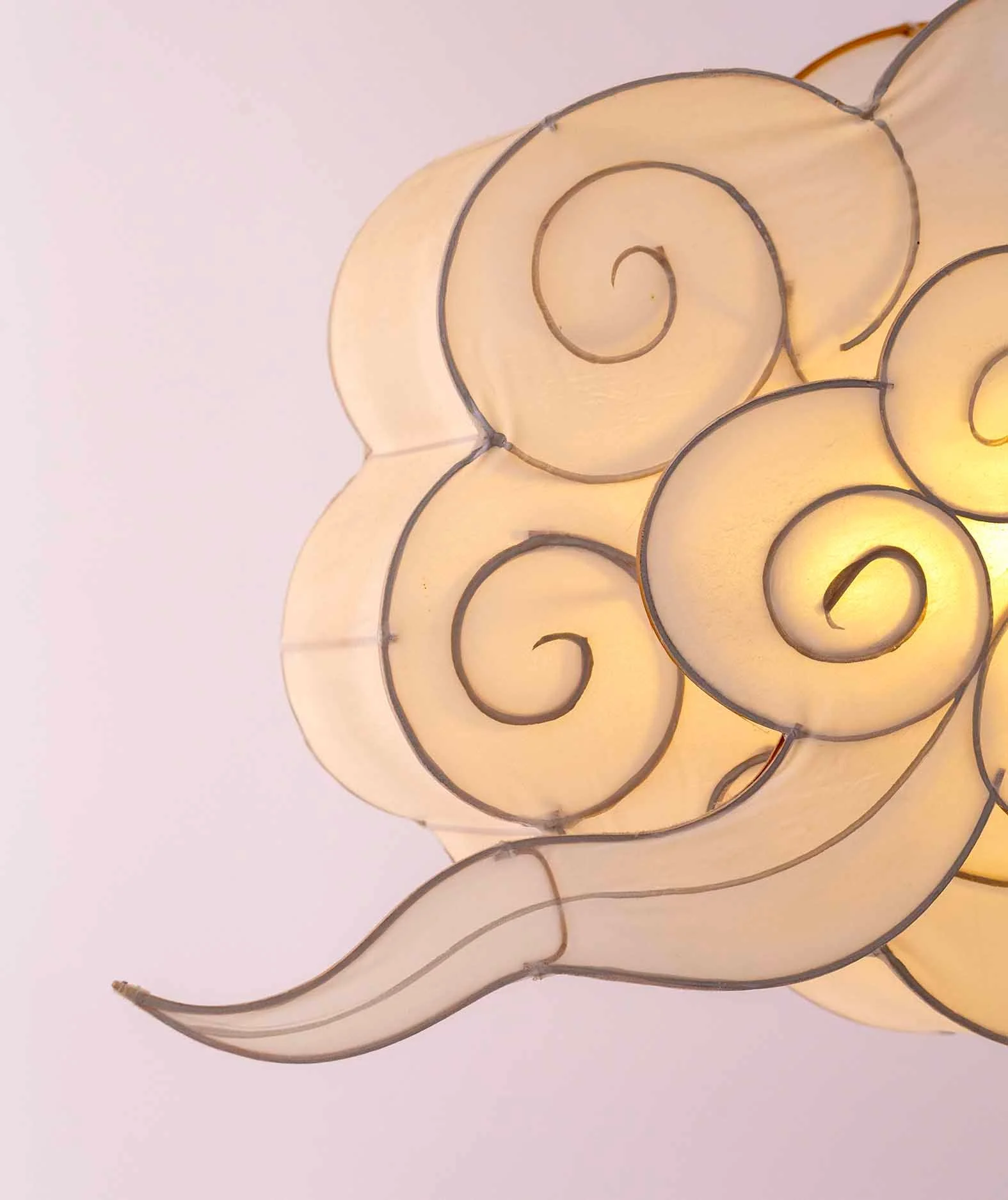 Suspension nuage blanc bambou et soie fait main - L – Image 3