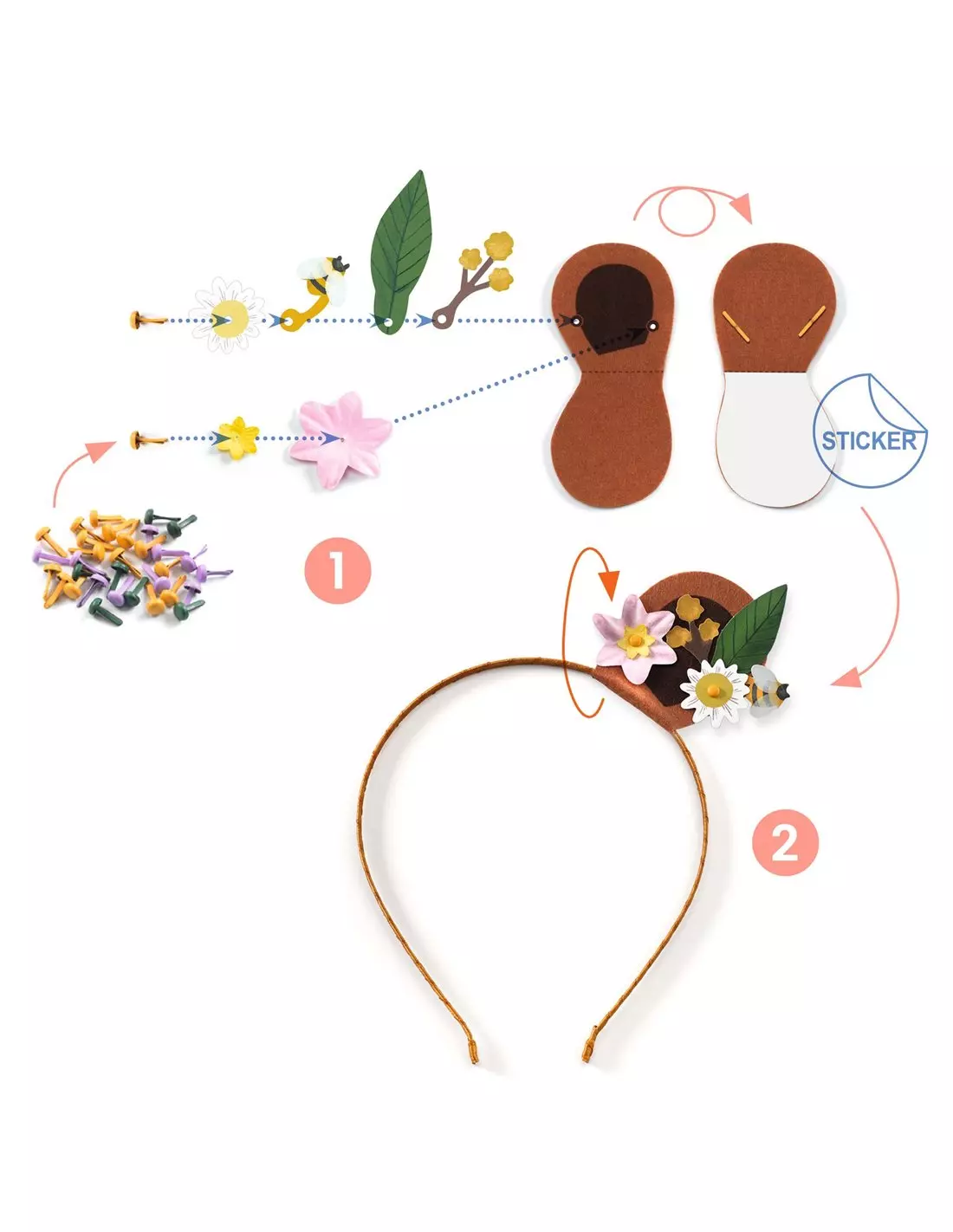 Kit créatif 3 serre-têtes animaux fleurs - Flower Friends – Image 3