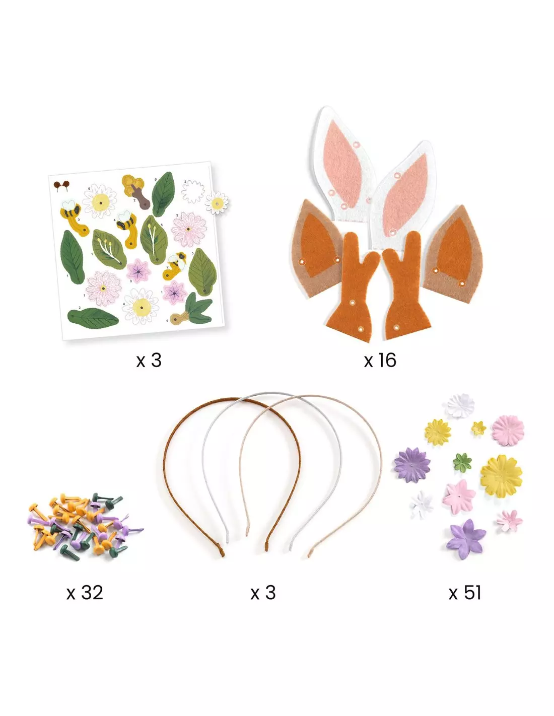 Kit créatif 3 serre-têtes animaux fleurs - Flower Friends – Image 4