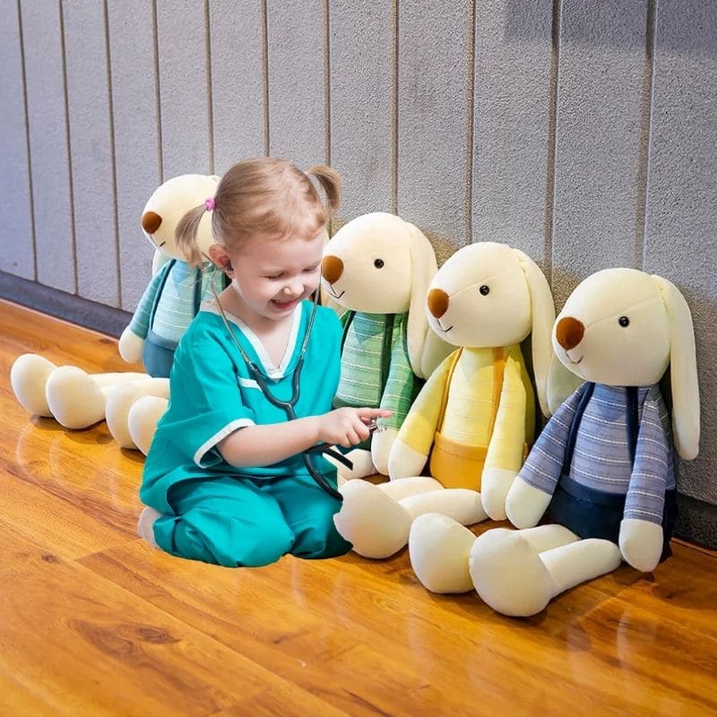 Peluche Lapin| famille de🐇 lapin blanc habillé🐰 – Image 3