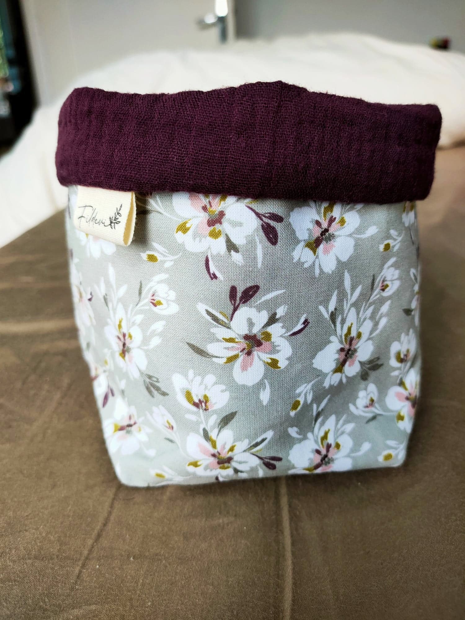 Panier Gris Fleuri Violet – Image 3