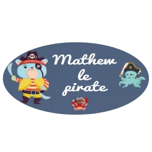 laque de Porte Ours Pirate Personnalisée avec Prénom - Chambre Enfant