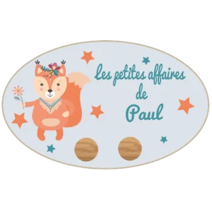 Porte-Manteau renard debout personnalisé avec prénom