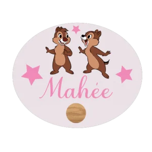 Porte-Manteau personnalisé avec prénom Tic et Tac ovale 2