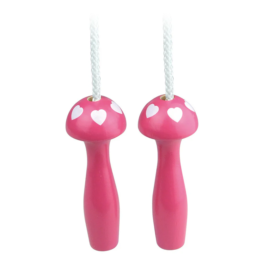 Corde à sauter cœur fuchsia bois laqué – Fabriqué en France