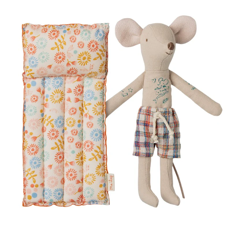 Papa souris et matelas de plage – jouet 15 cm (3+)