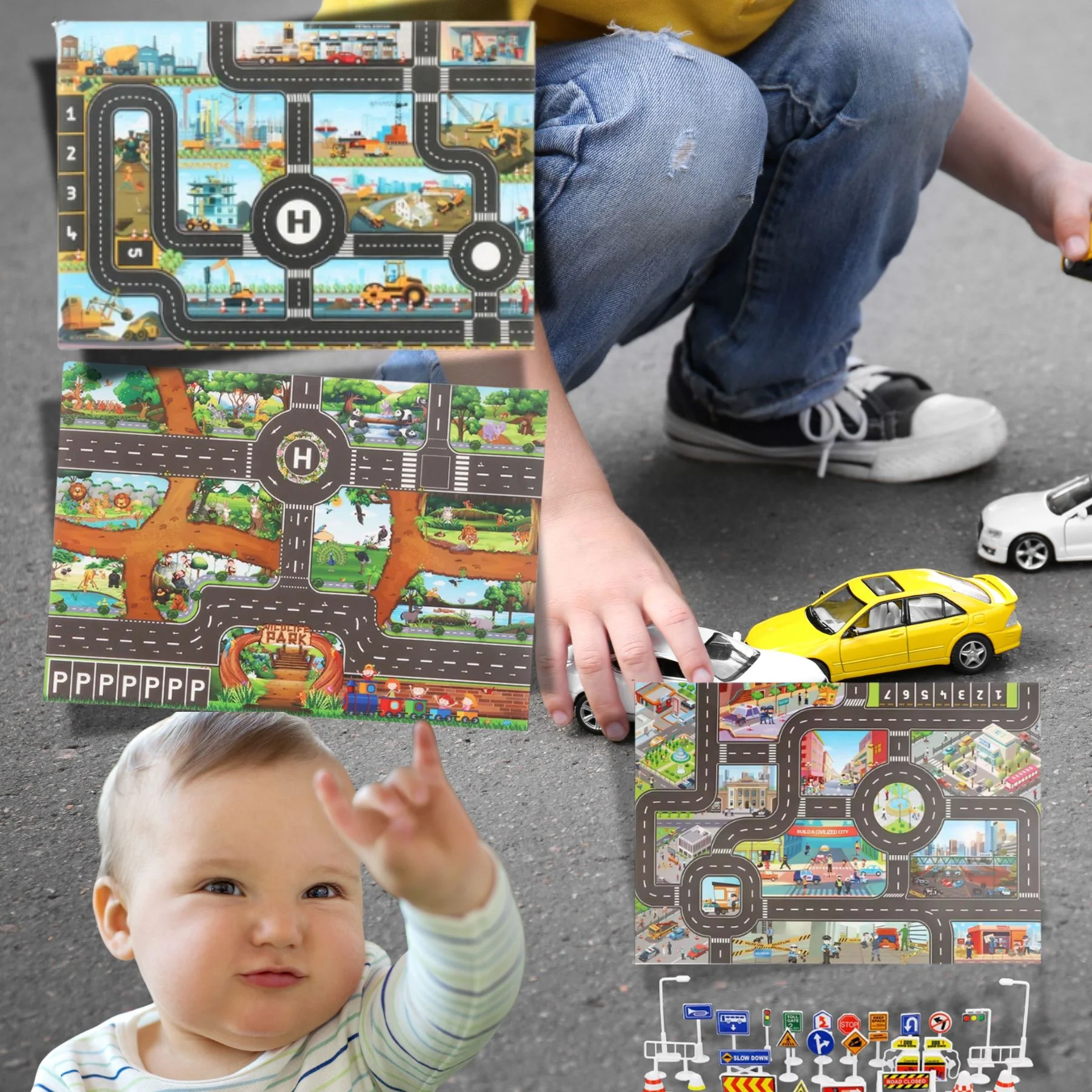 Tapis Voiture Enfant| Ensemble de 3Modèles légers et à ranger🚙 – Image 3