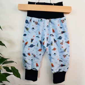 Sarouel motif fusées et planètes fond bleu