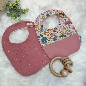 Bavoirs Thème Animaux et double gaze (avec prénom)