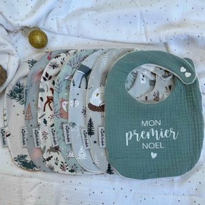 Bavoir bébé Noël personnalisé