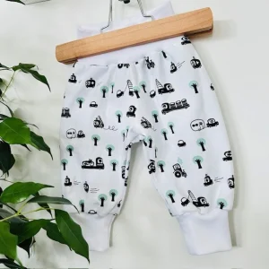 Sarouel blanc motif camions de chantier