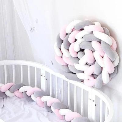 Tour de lit Tressé| Rose,gris,blanc – Image 4